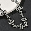 Brass Enamel Micro Pave Clear Cubic Zirconia Cross Link Chain Bracelets for Women BJEW-G764-02P-2
