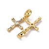 Brass Pave Clear Cubic Zirconia European Dangle Charms KK-P308-26G-2