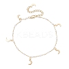 Round ABS Imitation Pearl Beads & 304 Stainless Steel Link Chain Tassel Anklets for Women AJEW-AN00738-01-2
