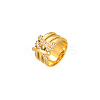 Golden Stainless Steel Rhinestone Wide Band Rings AG2526-6-1
