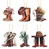 6 Sets 6 Styles Acrylic Cowboy Boot Car Hanging Decoration HJEW-GA0001-51-1