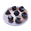 No Hole/Undrilled Synthetic Blue Goldstone Beads Home Display Decorations with Natural Agate Bases G-H240-01I-1