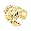 Rack Plating Brass Micro Pave Cubic Zirconia Open Cuff Rings for Women RJEW-M022-01G-02-1