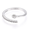 925 Sterling Silver Micro Pave Cubic Zirconia Open Cuff Ring Settings STER-T007-03P-2