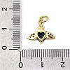 Heart with Wings Brass Micro Pave Cubic Zirconia Charms KK-C134-22G-4