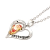 Heart with Word Best Wishes Zinc Alloy Pendant Necklaces for Christmas LS-NJEW-M203-02A-GP-1