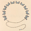 Alloy Pave Synthetic Turquoise Butterfly Link Waist Body Chains WG9C27F-01-2