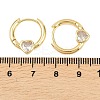 Heart Brass Micro Pave Clear Cubic Zirconia Hoop Earrings EJEW-D348-13G-3