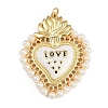 Brass White Enamel Pendants KK-L244-04G-1