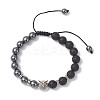 Non-Magnetic Synthetic Hematite & Natural Lava Rock Beads Braided Bead Bracelets BJEW-JB12611-02-1