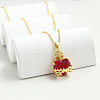 Brass Micro Pave Clear Cubic Zirconia and Red Resin Scared Heart Pendant Necklaces for Women FS-WG476F5-01-2