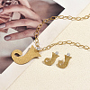 201 Stainless Steel Letter J Pendant Necklace & Stud Earring Set for Women Party and Formal Wear RX6968-1
