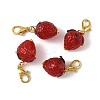 4Pcs Handmade Lampwork Strawberry Pendant Decorations HJEW-FS00041-04-2