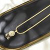 201 Stainless Steel Clear Cubic Zirconia Flat Round Saint Benedict Medal with Feather Pendant Necklaces NJEW-H055-03G-3