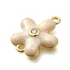 Brass Clear Cubic Zirconia Flower Connector Charms KK-P295-52G-01-2