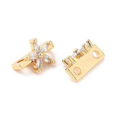 Brass Micro Pave Clear Cubic Zirconia Slide Charms KK-P239-15G-1