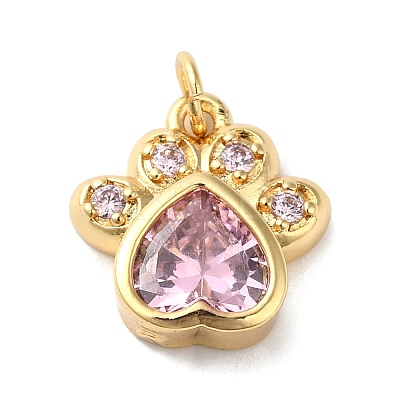 Rack Plating Brass Pave Cubic Zirconia Charms KK-O142-58G-01-1