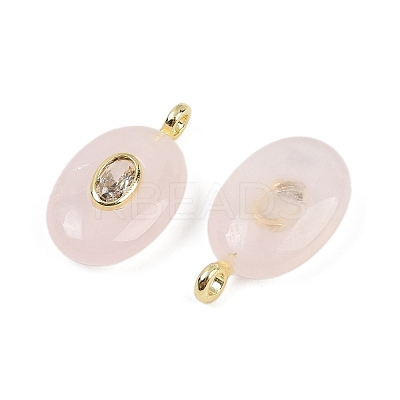 Natural Rose Quartz & Cubic Zirconia Pendants G-Z076-01G-10-1