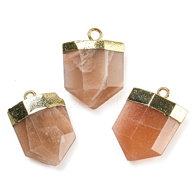 Natural Sunstone Pointed Pendants G-M431-05G-06-1