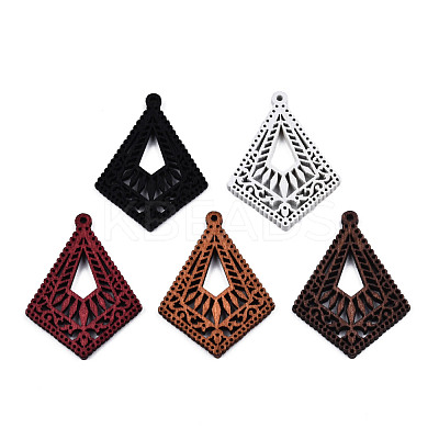 Spray Painted Wooden Pendants WOOD-N006-194-1