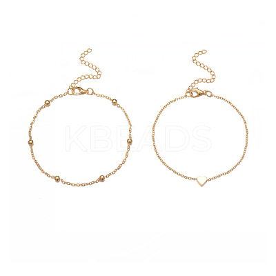 Heart Alloy Link Double Layer Anklets for Women FS-WGF1FB1-01-1