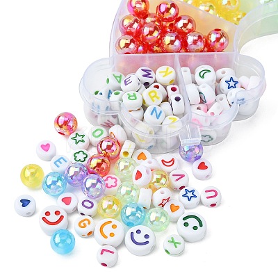 302Pcs 9 Style Transparent & Opaque Rainbow Iridescent Acrylic Beadss Plated and Enamel MACR-CJ0001-55-1