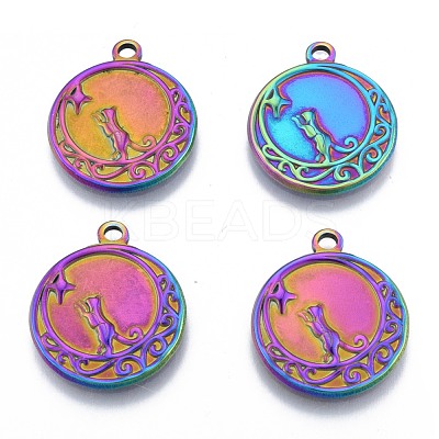 Ion Plating(IP) 201 Stainless Steel Pendants STAS-N098-188M-1