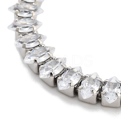 Brass Pave Clear Cubic Zirconia Horse Eye Link Bracelets BJEW-B094-03B-P-1