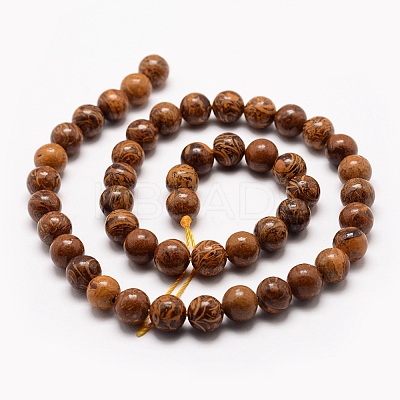 Natural Elephant Skin Jasper/Miriam Stone/Calligraphy Stone Beads Strands G-G735-53-8mm-1