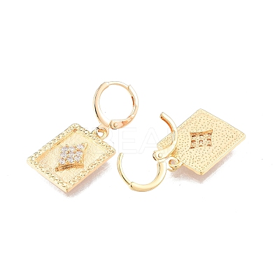 Clear Cubic Zirconia Rectangle Dangle Leverback Earrings EJEW-N012-98-1