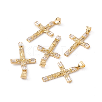 Rack Plating Brass Micro Pave Cubic Zirconia Pendants ZIRC-C040-46G-02-1