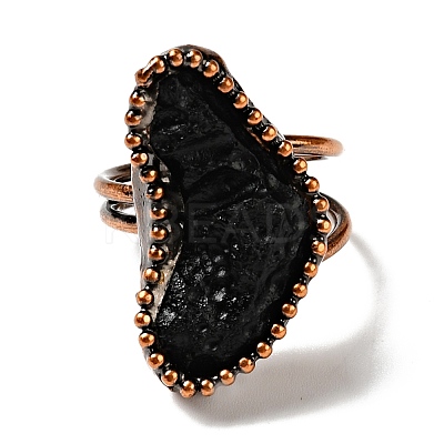 Natural Tektite Geometry Chunky Open Cuff Ring G-D468-37R-1