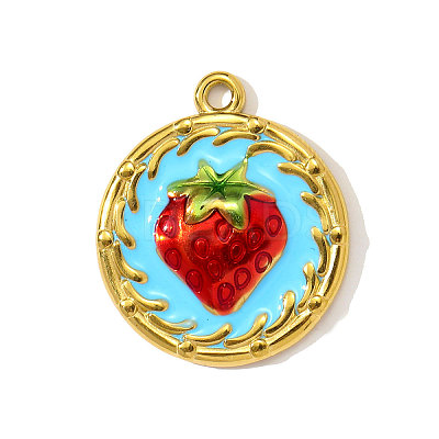 304 Stainless Steel Enamel Pendants STAS-OY003-78G-1