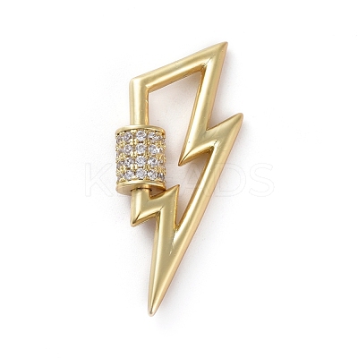 Lightning Brass Micro Pave Cubic Zirconia Screw Carabiner Lock Charms ZIRC-G160-61G-1