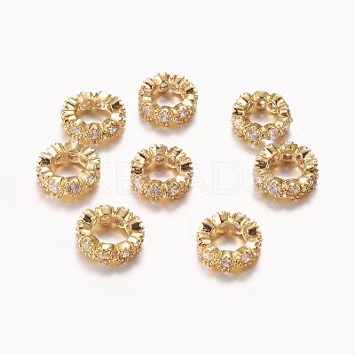 Brass Cubic Zirconia European Beads ZIRC-F001-109G-1