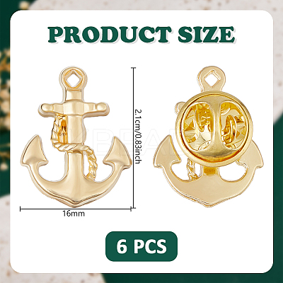 6Pcs Alloy Lapel Pin Backs JEWB-DC0001-23G-1