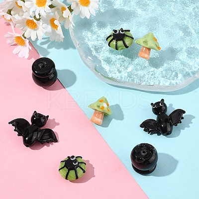 8Pcs 4 Styles Halloween Themed Handmade Lampwork Beads Sets LAMP-YW0001-64-1