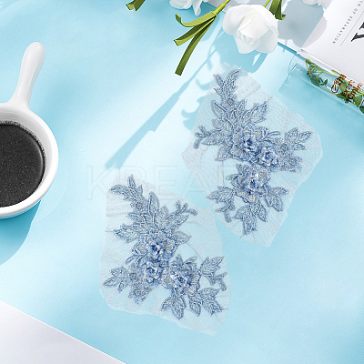 Flower Shape Polyester Embroidery Sew on Flower Appliques DIY-WH20032-60B-1