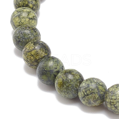 Gemstone Round & Alloy Sea Turtle Beaded Stretch Bracelet for Women BJEW-JB08579-1