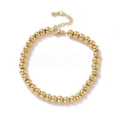PVD Vacuum Plating 201 Stainless Steel Round Beaded Bracelet for Women STAS-D179-03G-01-1