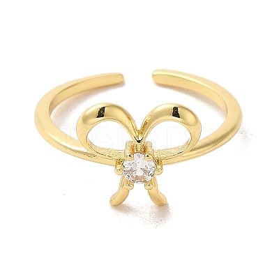 Brass Cubic Zirconia Solitaire Rings RJEW-R141-05G-1