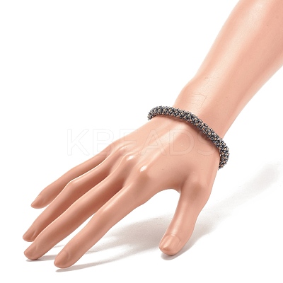 Glass Seed Beaded Bracelet with Brass Magnetic Clasps BJEW-JB07801-01-1