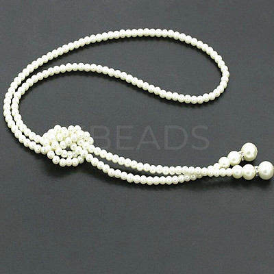 Imitation Pearl Round Beaded Lariat Necklaces for Women WG12EF8-02-1