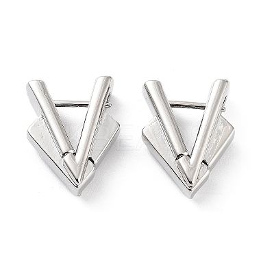 Triangle Rack Plating Brass Hoop Earrings for Women KK-Z038-19P-1