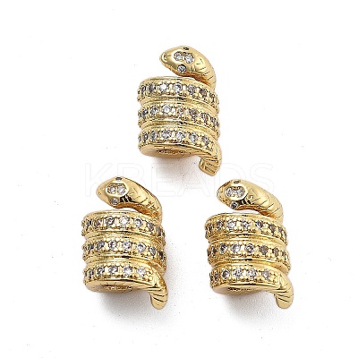 Brass Micro Pave Cubic Zirconia European Beads KK-Q006-49G-1