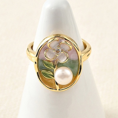 Brass Enamel Cuff Rings RJEW-K291-03G-02-1
