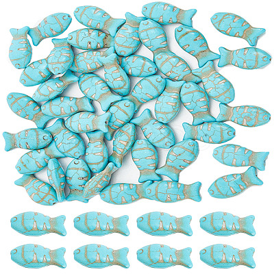 50Pcs Synthetic Turquoise Dyed Beads G-SC0002-60-1
