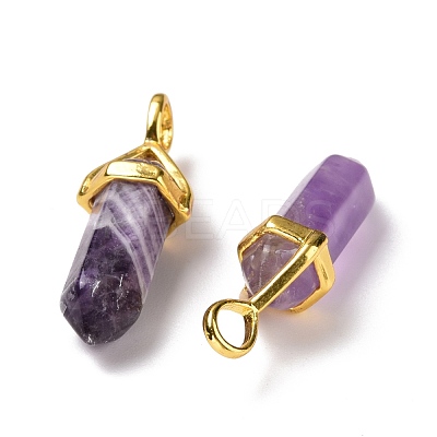 Natural Amethyst Pointed Pendants G-K329-34G-1
