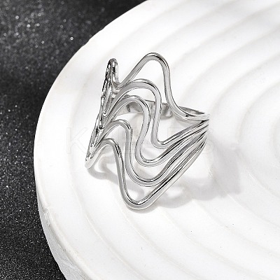 5Pcs 304 Stainless Steel Open Cuff Rings for Women RJEW-K313-07P-1