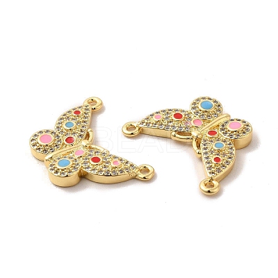 Brass Micro Pave Clear Cubic Zirconia Connetor Charms KK-A180-16G-1